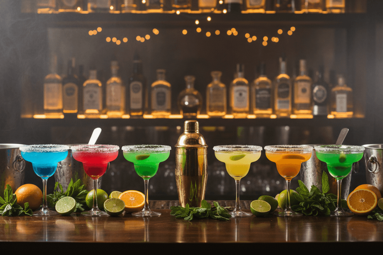 Customizable margarita bar with variety of cocktails